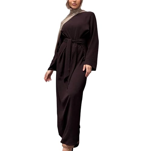 Jazvano Frauen Abaya Kleid für Muslim Eid Gebet Kleid Dubai Maxi Kaftan Islamischer Salah Tageskleid Weiche Muslimische Frauen Kleidung