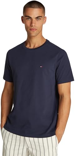 Tommy Hilfiger Herren T-Shirts Kurzarm Essential Regular Fit Rundhalsausschnitt, Blau (Desert Sky), XL