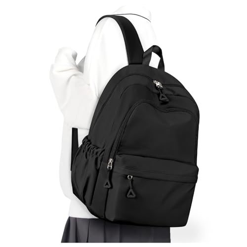 winspansy Schulrucksack Teenager Mädchen Jungen Schultasche Leichter Rucksack Schule Herren Damen Aesthetic Wasserdicht School Bag Backpack Laptop Rucksäcke Casual Daypacks -Schwarz