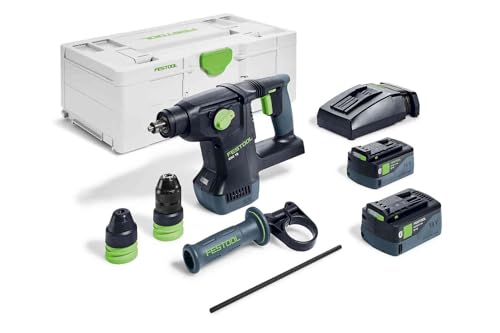 Festool Akku-Kombihammer KHC 18 5,0 EBI-Plus, inkl. 2 x Akkupack BP 18 Li 5,0 ASI, inkl. Bohrfutter C SDS KHC, mit Zusatzhandgriff im Systainer SYS 3 L 187