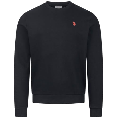 U.S. POLO ASSN. Herren Pullover (S-3XL) Langarm Sweatshirt mit Rundhalsausschnitt warm P015 - Schwarz-Rust Größe XL - Gr.XL