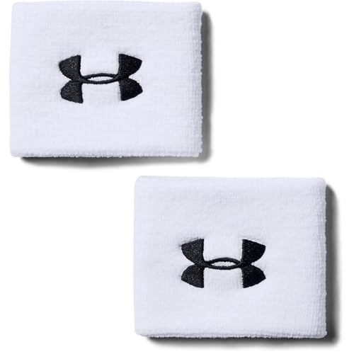 Under Armour Unisex UA Performance Wristband, 2er-Pack schweißableitendes Fitnessband, flexibles Schweißband mit Logo