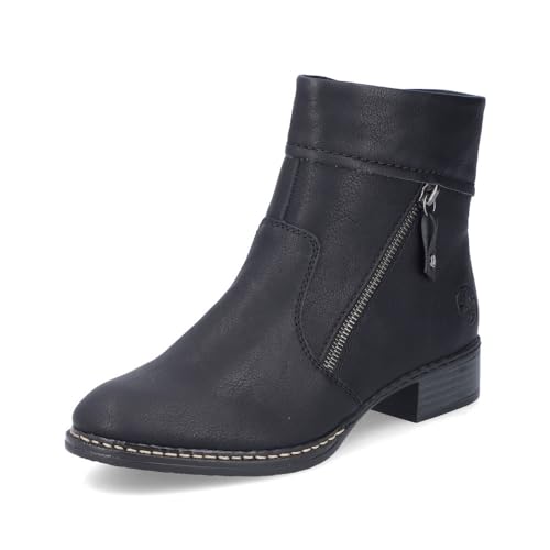 Rieker Damen Ankle Boots 73460, Frauen Stiefeletten,uebergangsschuhe,uebergangsstiefel,knöchelhoch,reißverschluss,Bootee,schwarz (00),39 EU / 6 UK