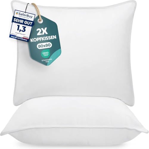 Utopia Bedding Kopfkissen 80x80 2er Set Schlafkissen Atmungsaktiv Kissen