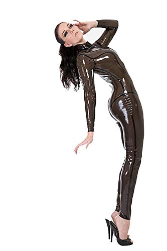 YourFetishWorld Latex Catsuit mit 3 Wege Reißverschluss transparent schwarz Gr. M