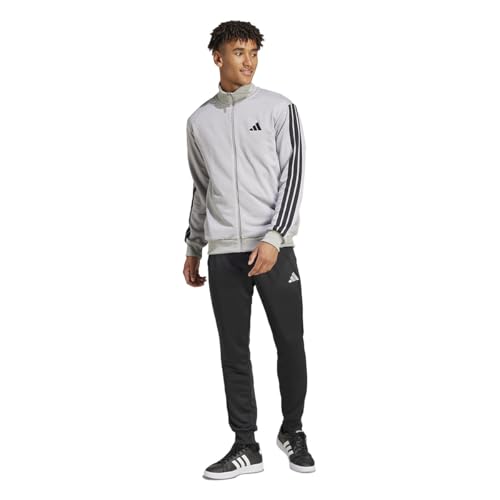 adidas Herren 3 Stripes French Terry Track Suit, medium grey heather/mgh solid grey, L