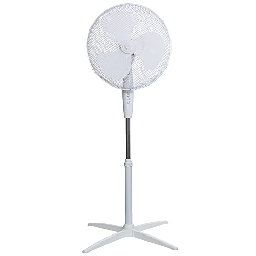 Russell Hobbs RHPPF1621 Standventilator, 40,5 cm, leicht, 3 Geschwindigkeiten, Weitwinkel-Schwenken, kräftiger Luftstrom, verstellbare Höhe, weiß