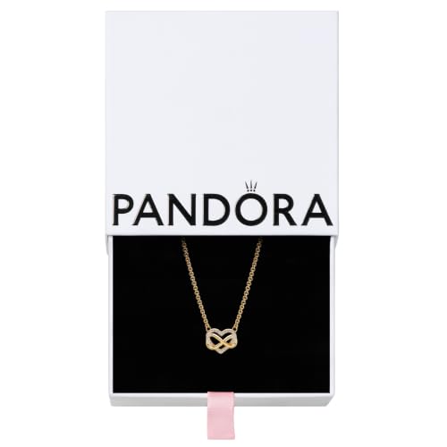 PANDORA Moments Funkelnde Unendlichkeits-Herz Collier-Halskette aus Sterling Silber mit vergoldeter Metalllegierung und Zirkonia Steinen, Größe 50cm, 362666C01-50