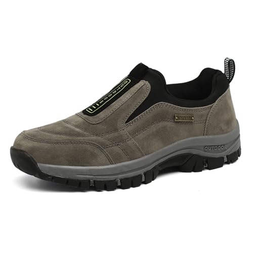 ACosySch Orthopädische Schuhe Herren extra breite Schuhe Slip On Walking Schuhe mit Fußgewölbestütze,leichte Outdoor SchuheLeicht Arbeitsschuhe.Khaki 44