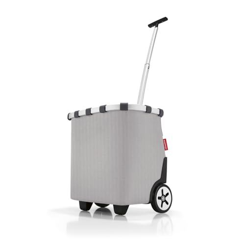 reisenthel carrycruiser Tragbarer Einkaufstrolley mit stabilem Aluminiumrahmen, Schultergurt und herausnehmbarer Netz-Innentasche Aus wasserabweisendem Material, Couleur: Herringbone Grey