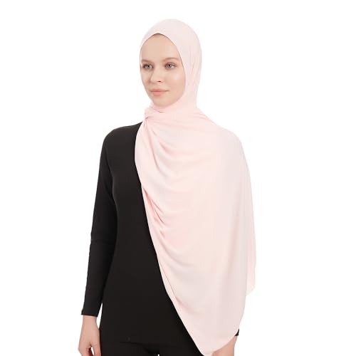 Ayisah Hijab Kopftuch Damen Muslimisch - Rosa Jersey Hijab Kopftuch Für Damen - Dehnbar Moderne Islamische Hidzab Kopftücher Schal - Hidzab Kopftücher 70x180 cm - Rosa
