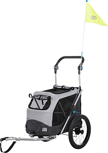 TRIXIE Hundeanhänger für das Fahrrad 46 x 50 x 67 cm bis zu 22 kg – reflektierender Hundefahrradanhänger mit praktischer Schnellfaltfunktion – mit integriertem Kissen und Leine, 12796