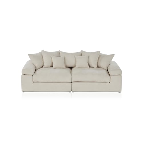 smart Big Sofa - 242x86x121 cm, Chenille - inklusive 7 Kissen, frei im Raum stellbar, moderner Look - flexibel, bequem & stylisch