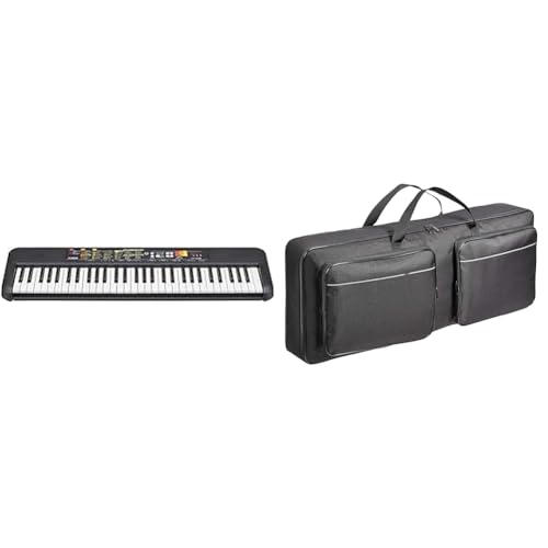 Yamaha PSR-F52 Digital Keyboard & Amazon Basics Keyboard-Gigbag für tragbare E-Pianos mit 61 Tasten, gepolstert, Schwarz, Einfarbig, 45,7 x 25,4 x 7,6 cm