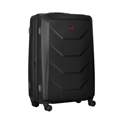 WENGER Prymo Large Hartschalenkoffer mit 4 Rollen, Trolley, Groß, 93 (107) l, Sicherheitsschloss, Damen Herren, Reisen Urlaub, Schwarz, 612538
