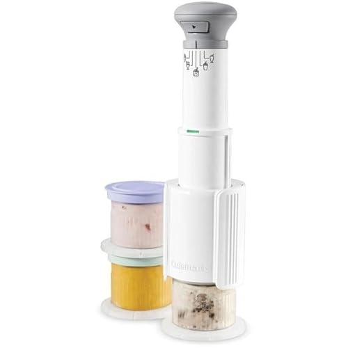 Cuisinart FreezeWand Eismaschine – 5in1 Eiscreme, Sorbet, Milchshake, Slushie – 3 Becher – Vegan, laktosefrei, proteinreich – 5 Min. Zubereitung – Kompakt & tragbar, Weiß/Grau