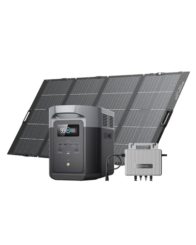 EcoFlow Delta 2 Max tragbare Powerstation 2048Wh mit 400W Solarpanel, 0% VAT Stream Mikrowechselrichter 800W, 3000 Zyklen, 3000W Max Ausgangsleistung, Solargenerator für Zuhause, Camping, Wohnmobil