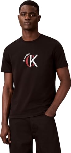Calvin Klein Herren T-Shirt Kurzarm Graphic mit Rundhalsausschnitt, Schwarz (Black), M