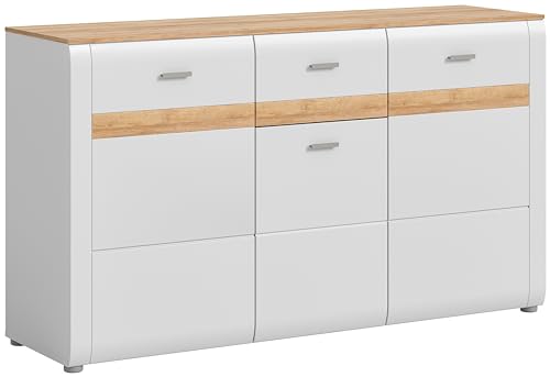 xonox.home Wohnen Ashton X3WH2T03 Sideboard Kommode Schrank in AshGray matt Nb., Absetzung Eiche Rivera Nb., ca. 150x86x43 cm