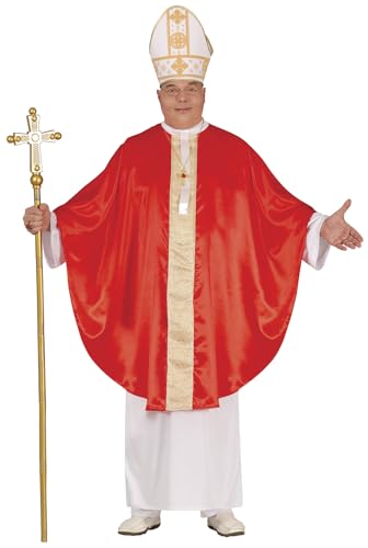 FIESTAS GUIRCA Papst Karneval Kostüm Herren – Rotes Kardinalkostüm mit Papsthut – Bischof Herren Kostüm Karneval Fasching Größe XL 54-56