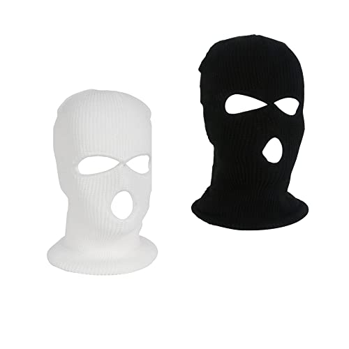 LINSOCLE 2pcs Balaclava - 3-Loch Sturmmaske, Gestrickte Sturmhaube, Multifunktionsmaske, Skimütze für Motorrad und Fahrrad