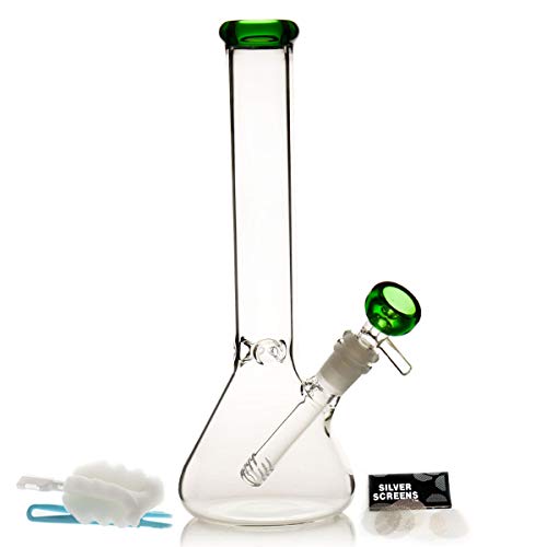 bongbongbong Wasserbongs zum Räuchern von Bong, Pfeifen, Glas, Bong-Schüssel, 14,5 mm mit Räucherpfeife, Zubehör, Glasbongs, 14,5 mm Wasserpfeifen, Schalen mit Bongs (Grüne pipe)