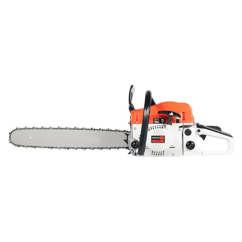 52CC Benzinkettensägen, 2 Takt Benzinmotor Holzschneiden Benzin-Sägen 7500RPM 2KW Gas Kettensäge mit 51cm Schnittdurchmesser, Handgehaltene Kabellose Benzinkettensägen