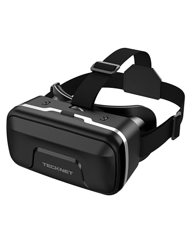 TECKNET VR Brille für Handys, 3D Virtual Reality-Brille mit HD 110° FOV, Anti-Blaulicht & einstellbaren Gängen, Komfortables VR-Glasses für iPhones, Samsung und Android-Smartphones 4.7-7.2“ - Schwarz