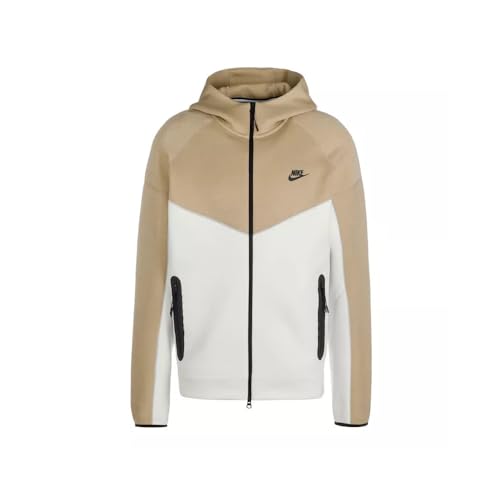 Nike FB7921-121 M NK TCH FLC FZ WR Hoodie Sweatshirt Herren Summit White/Khaki/Black Größe S