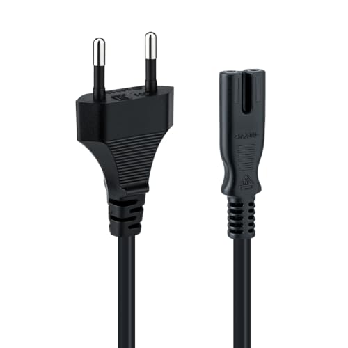 Mcbazel 1,5m Stromkabel C7 Eurostecker (Achterstecker), 2-poliges Netzkabel für PS5,PS4,PS3,PS2,PS1,Xbox, Smart-TV, Drucker, Radio & Monitor, Ersatz Kleingerätekabel, Schwarz