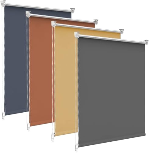 bobodeco Verdunklungsrollo ohne Bohren & mit Bohren, Verdunkelungsrollo Klemmfix, Dunkelgrau 50x170cm (BxH), Thermorollo Sichtschutz und Sonnenchutz, Rollos Hitzeschutz für Fenster & Tür