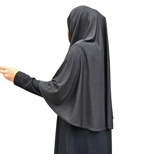 Yaqeen aparell Einteiliges Amira Kopftuch mit Kinnabdeckung, Large Hijab, Lycra Sport Hijab, Schwarz