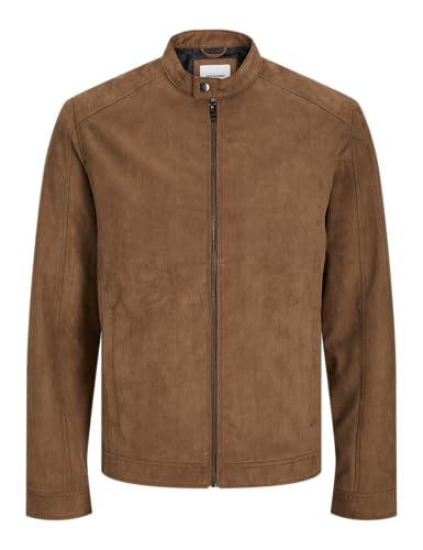 JACK & JONES Herren Kunstwildlederjacke 12261197,Cognac,M