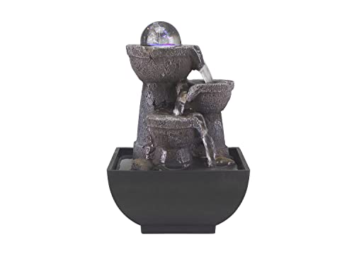 BEPER P201UTP200 Zimmerbrunnen Wasserfall mit Beleuchtung – Zimmerbrunnen Zen, Harz/Schwarz, klein