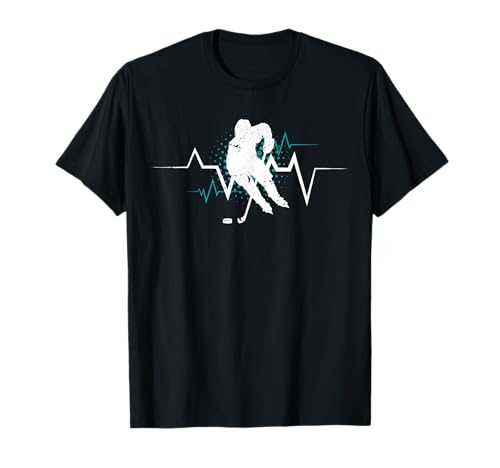 Herzschlag EKG Eishockeyspieler Eishockey Kinder Jungs Mann T-Shirt