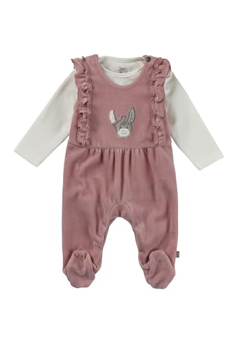 Sterntaler Strampler Set Emmi Girl - Baby Strampler aus Nicki mit Esel Emmi Girl Applikation - Langarm Shirt Jersey - Drucknöpfe im Schritt - bequemer Mädchen Zweiteiler ab Geburt - mattrosa, Größe 50