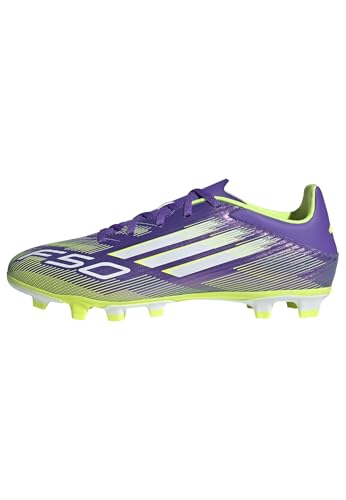 Adidas Unisex F50 Club Firm Ground/Multi Ground Football Boots, Purple Rush/Cloud White/Lucid Lemon, 45 1/3 EU