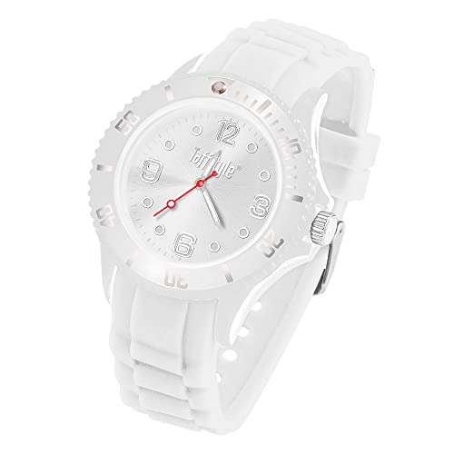 Taffstyle Armbanduhr Silikon Analog Quarz Uhr Farbige Sport Sportuhr Damen Herren Kinder Unisex 34mm Weiß