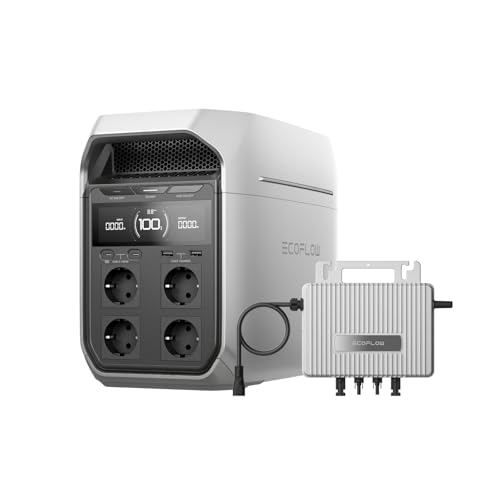 EcoFlow Delta 3 Plus tragbare Powerstation 1024Wh, 0% VAT WLAN STREAM Mikrowechselrichter 800W, LiFePO4-Batterie, 1800W (3600W Spitze) Solargenerator für Notstromversorgung, Camping