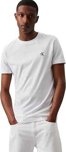 Calvin Klein Herren T-Shirt Kurzarm Ck Essential Slim Fit, Weiß (Bright White), L