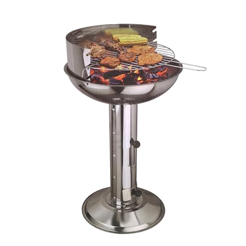 Säulengrill, Holzkohlegrill, Edelstahl, RUND 39 x 68 cm
