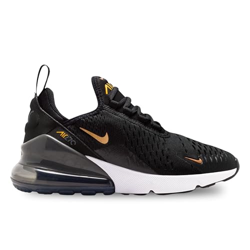 Nike Air Max 270 Bg Unisex-Kinder Schuhe, Schwarz/Mtlc Copper-Laser Orange-Eisengrau, 39 EU