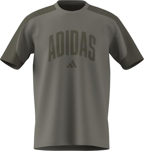 adidas Men's Collegiate T-Shirt, Silver Pebble/Olive strata, L