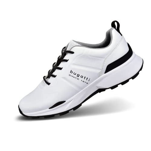Bugatti Perforierte Sneaker für Herren Komfortable und Atmungsaktive Schuhe mit perforierter Zunge und Innenfutter, Hohe Luftzirkulation und Maximale Bequemlichkeit, Weiß, 42 EU