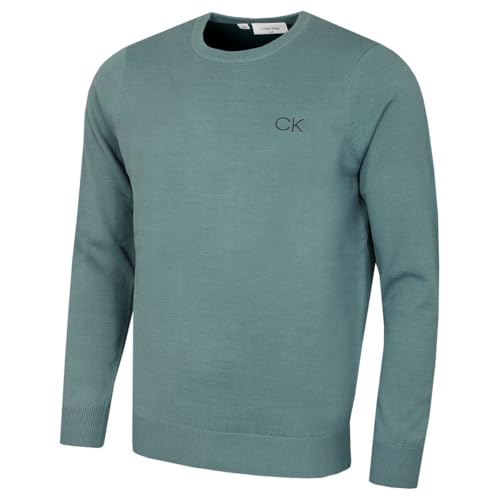 Calvin Klein Herren Rundhals Pullover - Salbeigrün - M