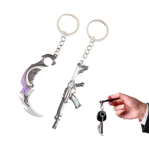HQRKOTM 2 PCS Valorant Games Mini-Waffenmodell, Schlüsselanhänger für Schlüssel, Handys, Rucksack-Dekoration, Valorant merch