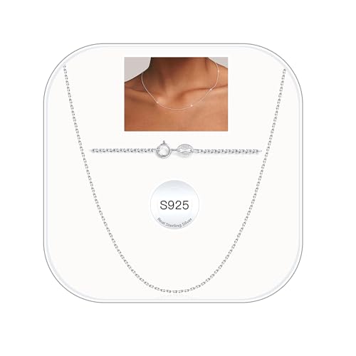 FUNEIA Sterling Silberkette Damen 925 Ohne Anhänger Wasserfest Echt Reines Silber Kette 1.1/1.3mm Breite Glänzende Halskette Kordelkette Silberne Schmuck Geschenke für Frauen Mama 40cm/45cm/50cm/55cm