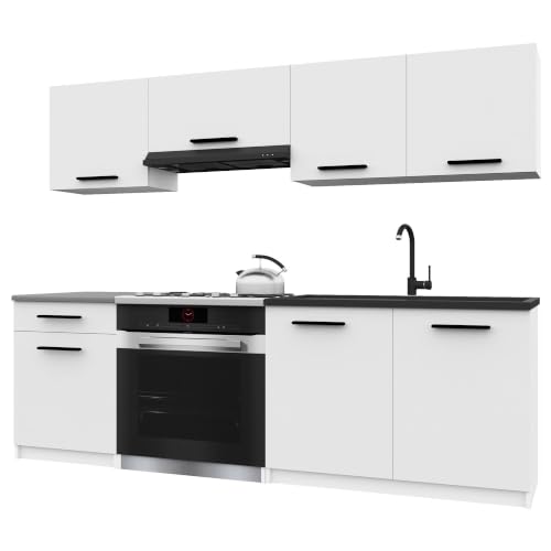 Belini Italia 1 Küchenzeile Küchenblock 180cm Weiß Matt