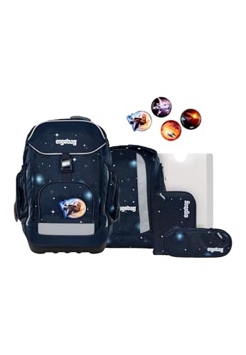 ergobag Maxi Set 6-teilig, ergonomischer Schulrucksack, Vorgänger-Kollektion, Grundschule, ideal für große Kinder ab der 1. Klasse KoBärnikus - Dunkelblau