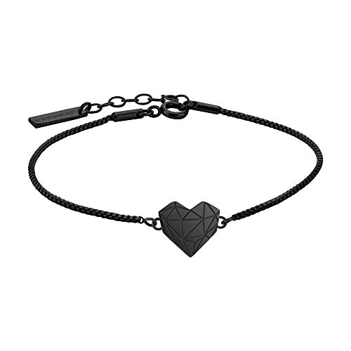 LIEBESKIND Damen Armband Herz Edelstahl Silber 20 cm (schwarz)